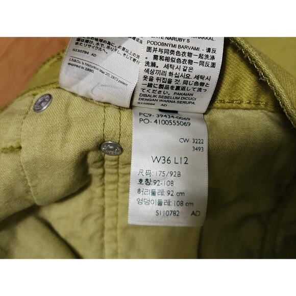 Levis 469 Shorts Mens 36x12 Light Green Loose Red Tab 5 Pocket Jean Denim Casual - Picture 2 of 9